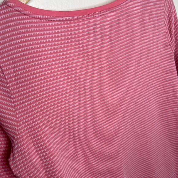 Talbots 100% Cotton Pink Stripe Long Sleeve Tee Medium - Picture 7 of 10